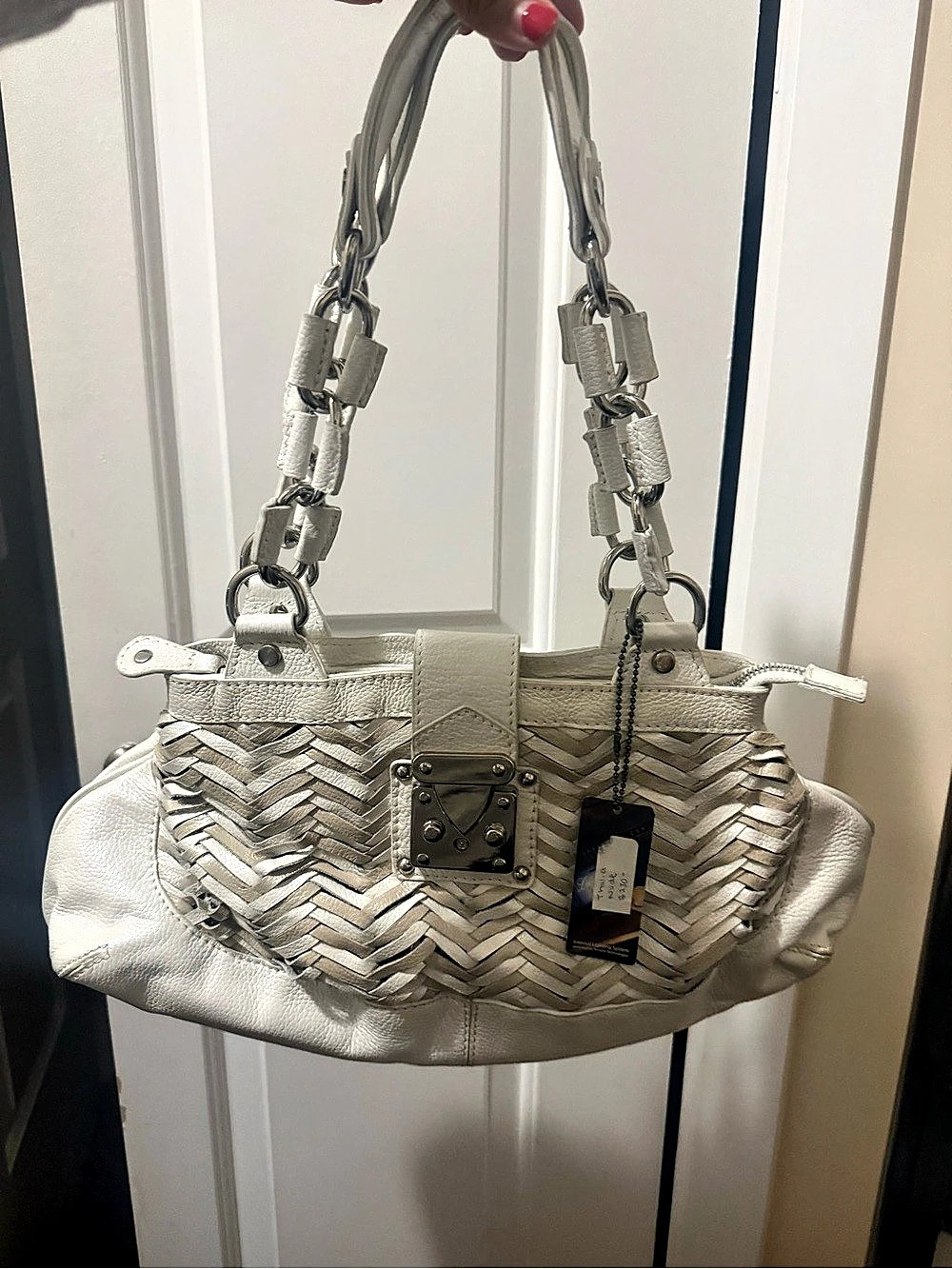 Lust 4 luxe leather Geometric Shoulder Bag in White NWT